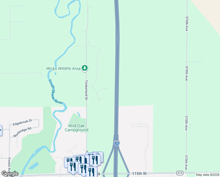 map of restaurants, bars, coffee shops, grocery stores, and more near 1201 Hickory Court in Story City