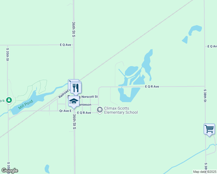 map of restaurants, bars, coffee shops, grocery stores, and more near 11250 East Q R Avenue in Scotts