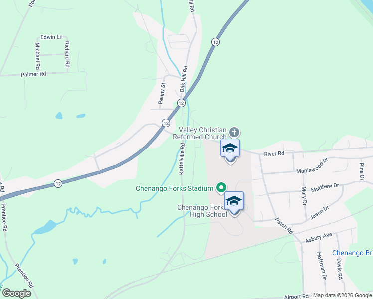 map of restaurants, bars, coffee shops, grocery stores, and more near 313-339 Kattelville Rd in Binghamton