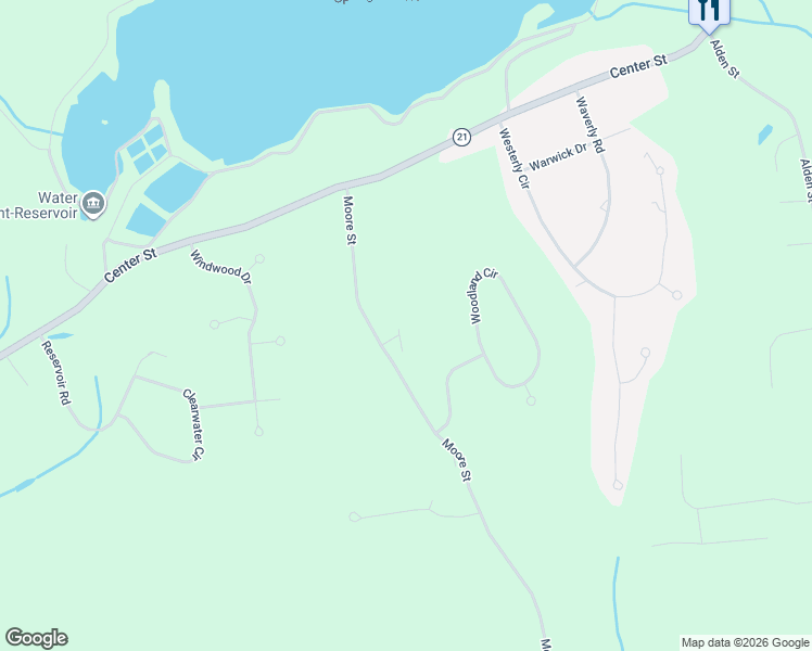 map of restaurants, bars, coffee shops, grocery stores, and more near 664-666 Moore Street in Ludlow