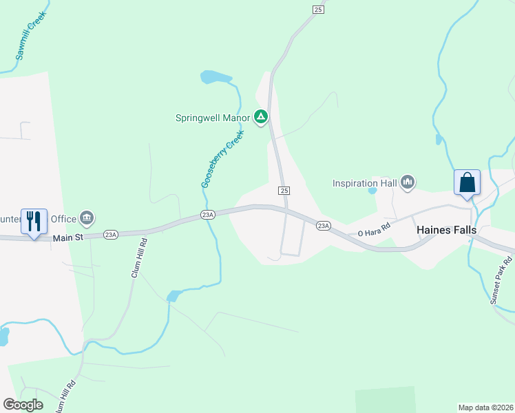 map of restaurants, bars, coffee shops, grocery stores, and more near 5533 New York 23A in Elka Park