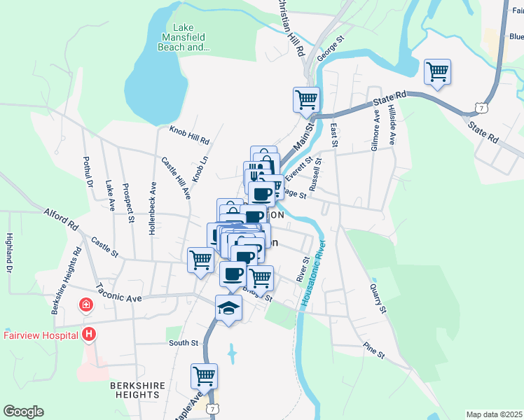 map of restaurants, bars, coffee shops, grocery stores, and more near in Great Barrington