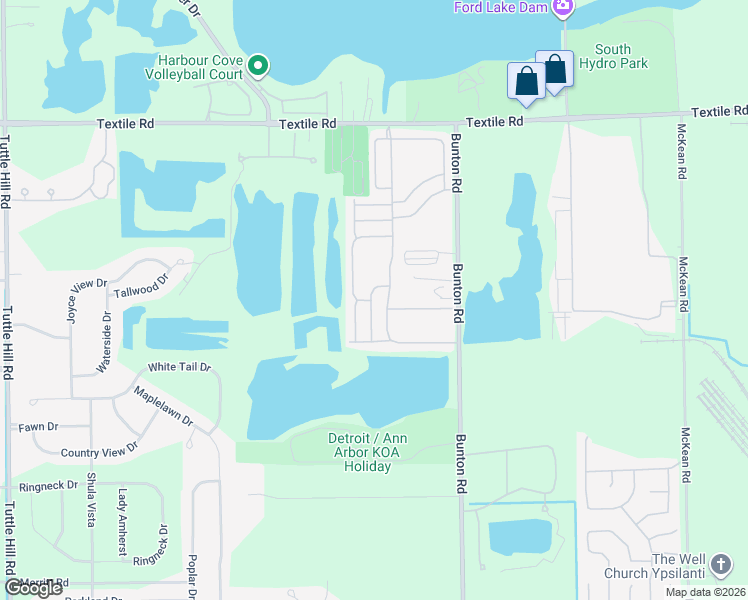 map of restaurants, bars, coffee shops, grocery stores, and more near 6251 Rick Street in Ypsilanti