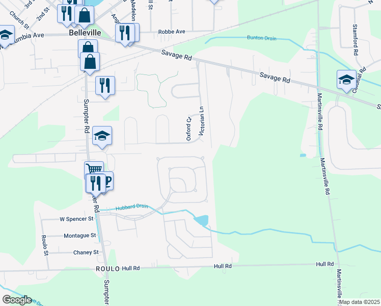 map of restaurants, bars, coffee shops, grocery stores, and more near 144 Carmell Street in Belleville