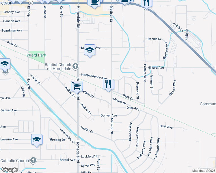 map of restaurants, bars, coffee shops, grocery stores, and more near 3116 Lodi Street in Klamath Falls