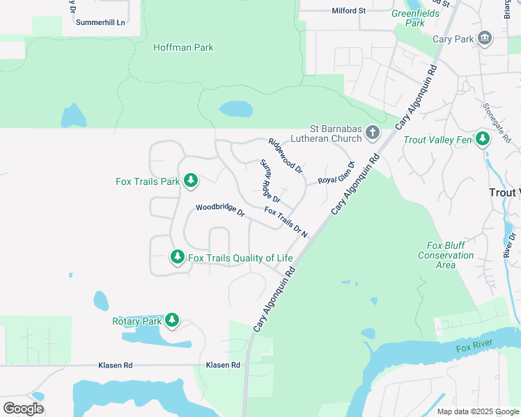 map of restaurants, bars, coffee shops, grocery stores, and more near Fox Trails Drive North in Cary