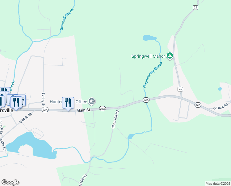 map of restaurants, bars, coffee shops, grocery stores, and more near 101 Fern Ridge Rd in Tannersville