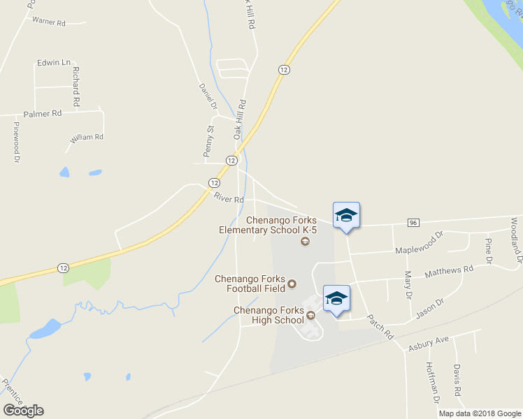 map of restaurants, bars, coffee shops, grocery stores, and more near 1469 River Road in Binghamton