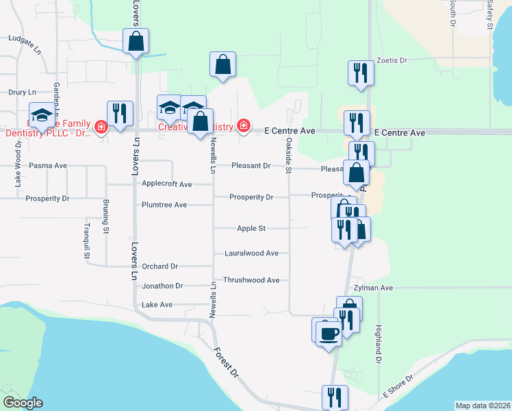 map of restaurants, bars, coffee shops, grocery stores, and more near 1825 Prosperity Drive in Portage