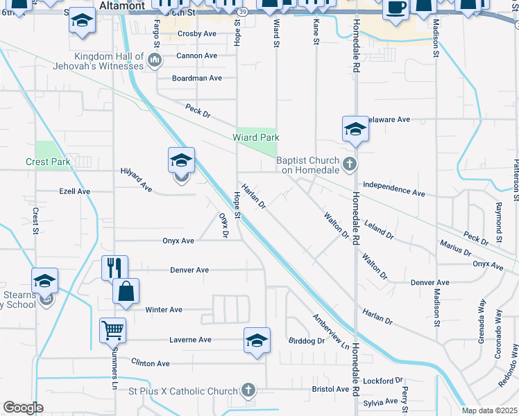 map of restaurants, bars, coffee shops, grocery stores, and more near 4836 Harlan Drive in Klamath Falls