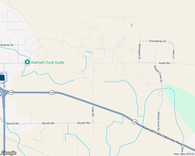 map of restaurants, bars, coffee shops, grocery stores, and more near 2923 Vale Road in Klamath Falls