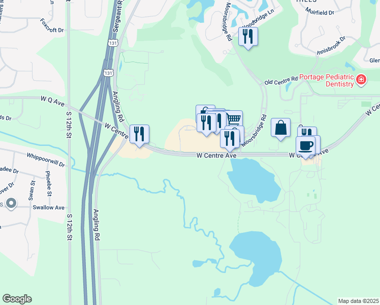 map of restaurants, bars, coffee shops, grocery stores, and more near 4084 West Centre Avenue in Portage