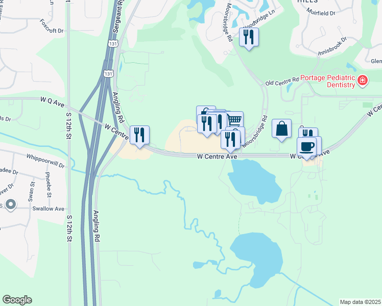 map of restaurants, bars, coffee shops, grocery stores, and more near 4084 West Centre Avenue in Portage