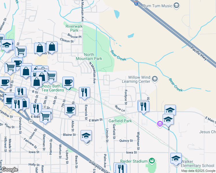 map of restaurants, bars, coffee shops, grocery stores, and more near 230 Village Park Drive in Ashland