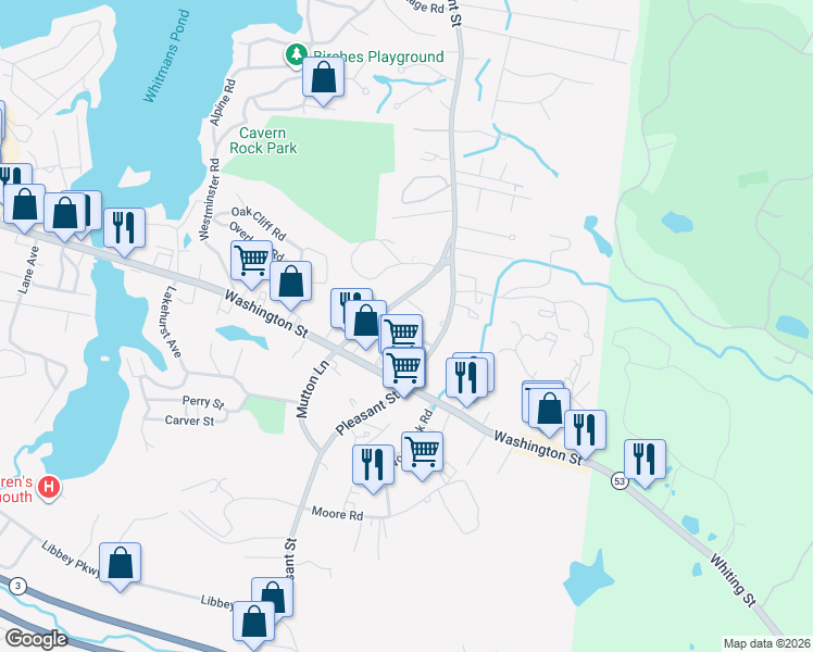 map of restaurants, bars, coffee shops, grocery stores, and more near 34 Edgeworth Street in Weymouth