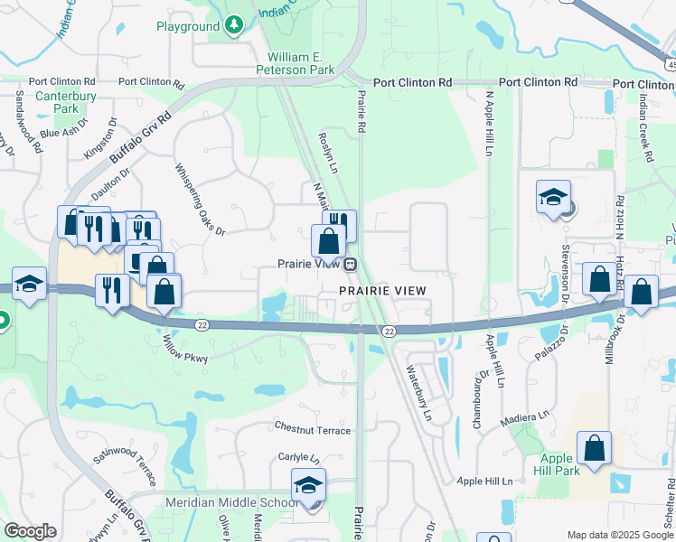 map of restaurants, bars, coffee shops, grocery stores, and more near 16590 West Easton Avenue in Lake County