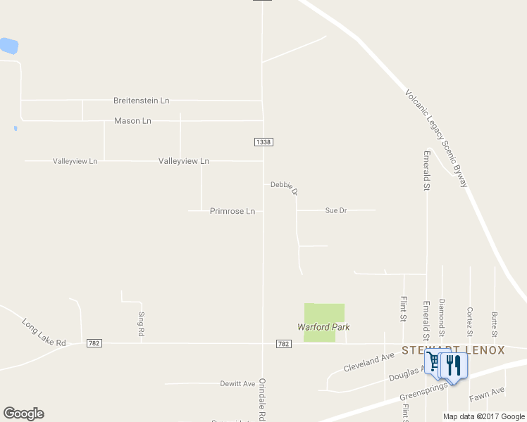 map of restaurants, bars, coffee shops, grocery stores, and more near Orindale Rd & Primrose Ln in Klamath Falls