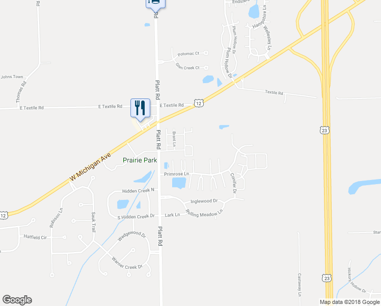 map of restaurants, bars, coffee shops, grocery stores, and more near 3159 Wigeon Lane in Ypsilanti