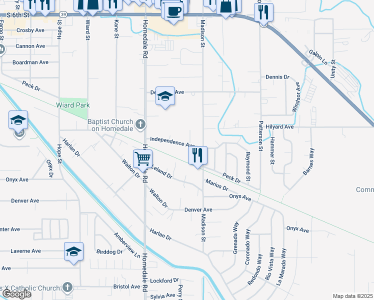 map of restaurants, bars, coffee shops, grocery stores, and more near 3116 Lodi Street in Klamath Falls