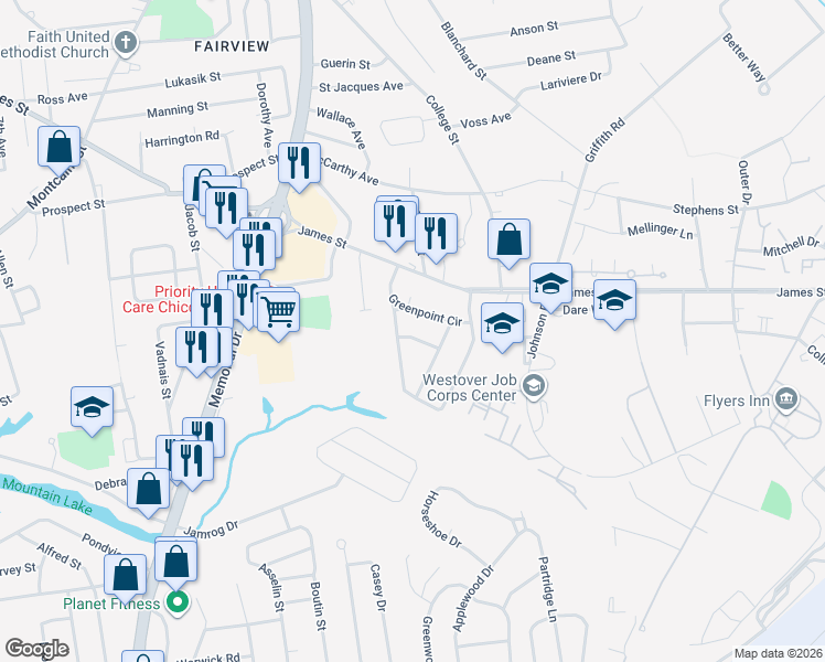 map of restaurants, bars, coffee shops, grocery stores, and more near 32 Dawn Street in Chicopee