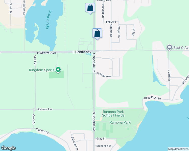 map of restaurants, bars, coffee shops, grocery stores, and more near 8205 South Sprinkle Road in Portage