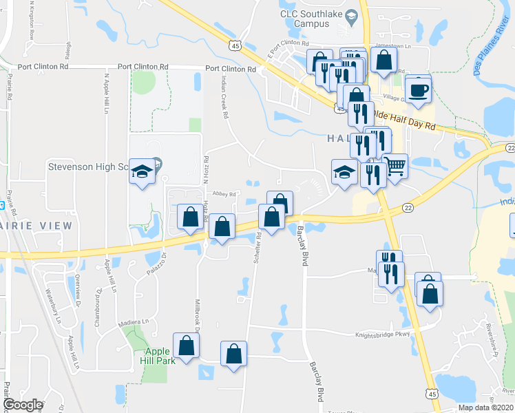 map of restaurants, bars, coffee shops, grocery stores, and more near 20 Beaconsfield Court in Lincolnshire