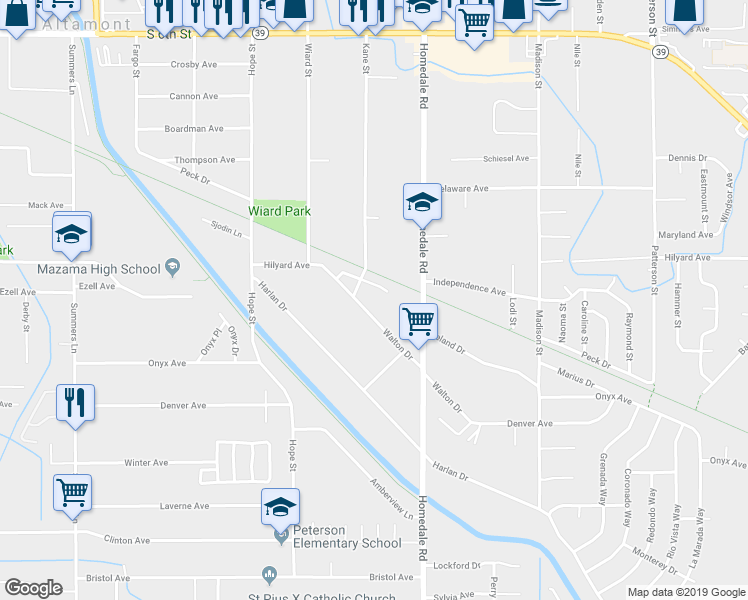 map of restaurants, bars, coffee shops, grocery stores, and more near 3031 Kane Street in Klamath Falls