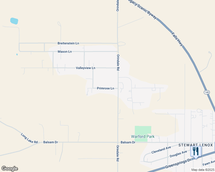 map of restaurants, bars, coffee shops, grocery stores, and more near 5234 Primrose Lane in Klamath Falls