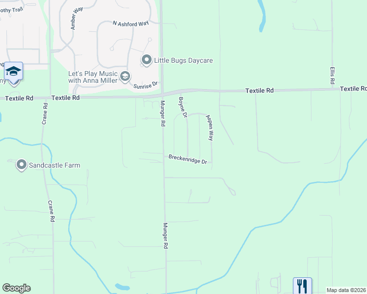 map of restaurants, bars, coffee shops, grocery stores, and more near 6254 Boyne Drive in Ypsilanti Charter Township