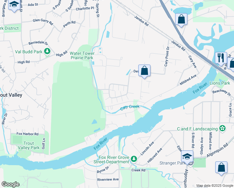 map of restaurants, bars, coffee shops, grocery stores, and more near 566 Cary Woods Circle in Cary
