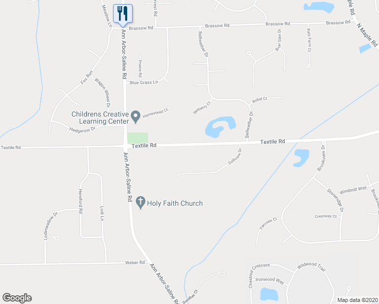 map of restaurants, bars, coffee shops, grocery stores, and more near 3217 Textile Road in Saline