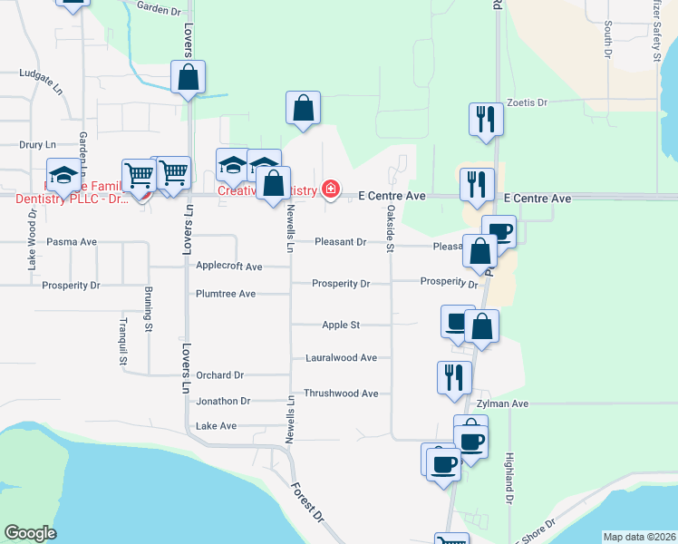 map of restaurants, bars, coffee shops, grocery stores, and more near 1825 Prosperity Drive in Portage