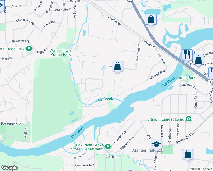 map of restaurants, bars, coffee shops, grocery stores, and more near 523 Cary Woods Circle in Cary