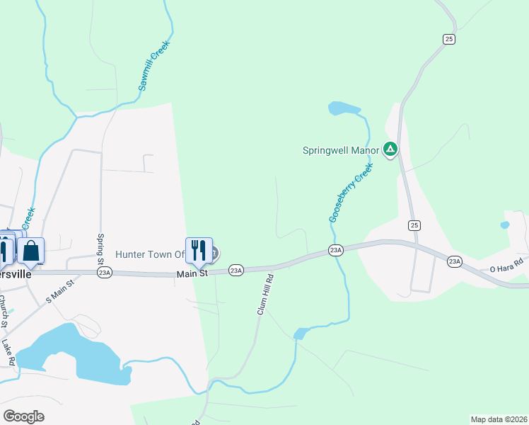 map of restaurants, bars, coffee shops, grocery stores, and more near 101 Fern Ridge Road in Tannersville