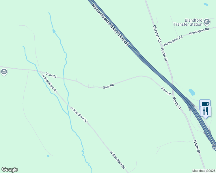 map of restaurants, bars, coffee shops, grocery stores, and more near Gore Road in Blandford