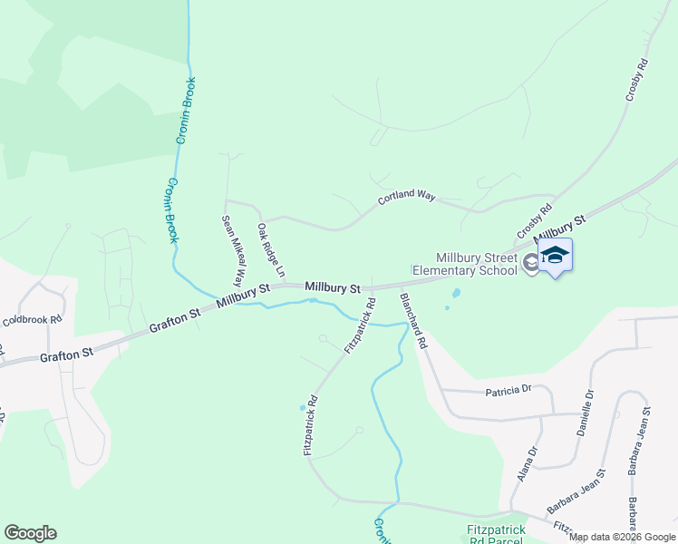 map of restaurants, bars, coffee shops, grocery stores, and more near 140 Millbury Street in Grafton