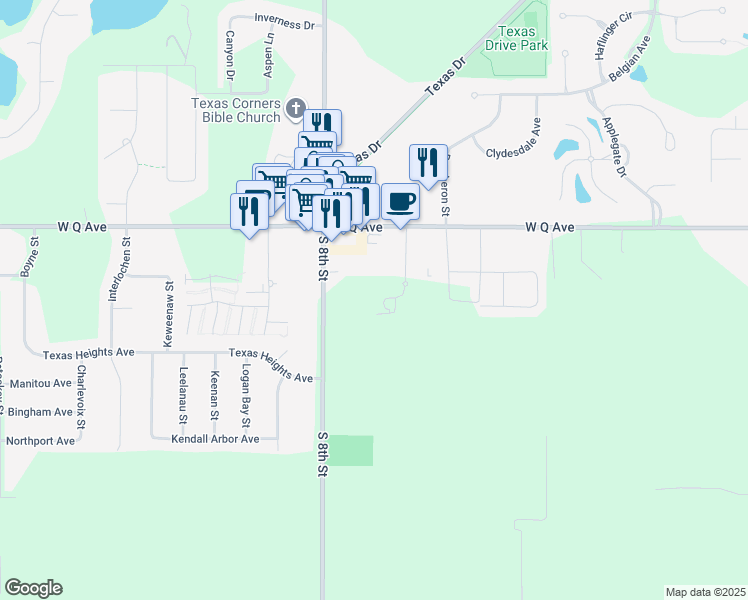 map of restaurants, bars, coffee shops, grocery stores, and more near 8159 South 8th Street in Kalamazoo
