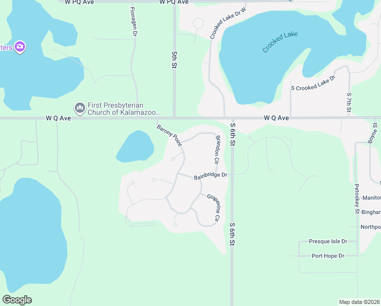 map of restaurants, bars, coffee shops, grocery stores, and more near 8421 Brandon Circle in Kalamazoo