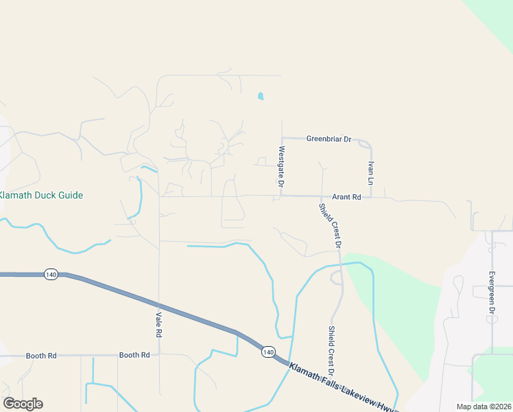map of restaurants, bars, coffee shops, grocery stores, and more near 9145 Arant Road in Klamath Falls