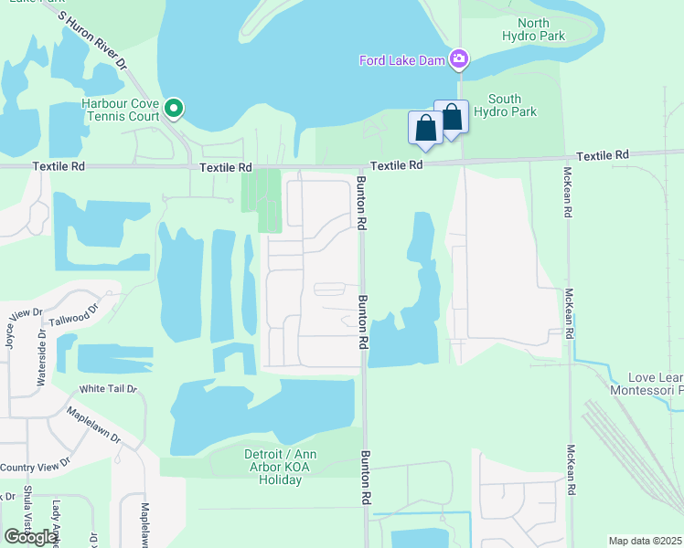map of restaurants, bars, coffee shops, grocery stores, and more near 6280 Bunton Road in Ypsilanti Charter Township