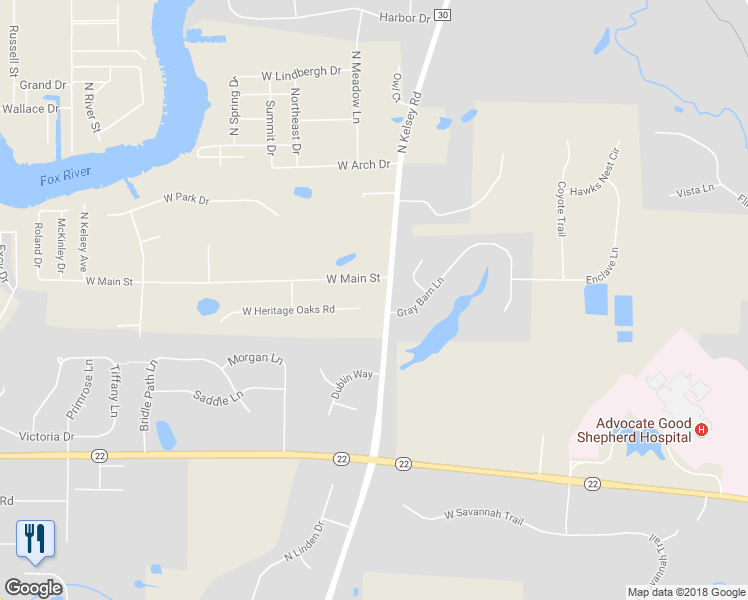 map of restaurants, bars, coffee shops, grocery stores, and more near 28360 West Heritage Oaks Road in Barrington
