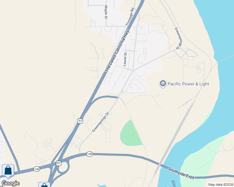 map of restaurants, bars, coffee shops, grocery stores, and more near 2233 Laurel Street in Klamath Falls
