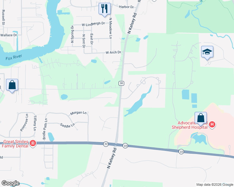 map of restaurants, bars, coffee shops, grocery stores, and more near 28360 West Heritage Oaks Road in Barrington