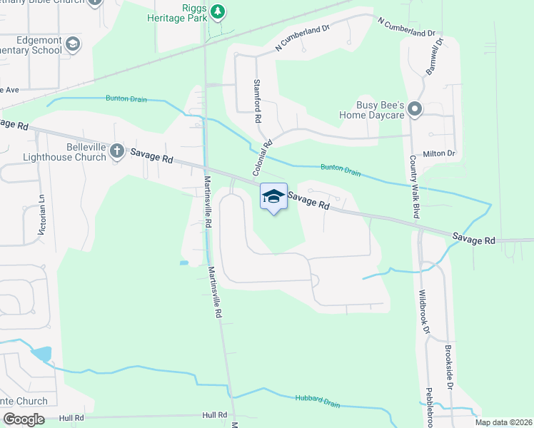 map of restaurants, bars, coffee shops, grocery stores, and more near 42975 Savage Road in Belleville