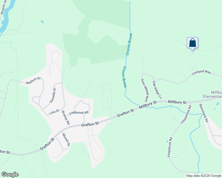 map of restaurants, bars, coffee shops, grocery stores, and more near 12 Meetinghouse Lane in Millbury