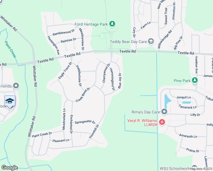 map of restaurants, bars, coffee shops, grocery stores, and more near 6249 Cherrywood Drive in Ypsilanti