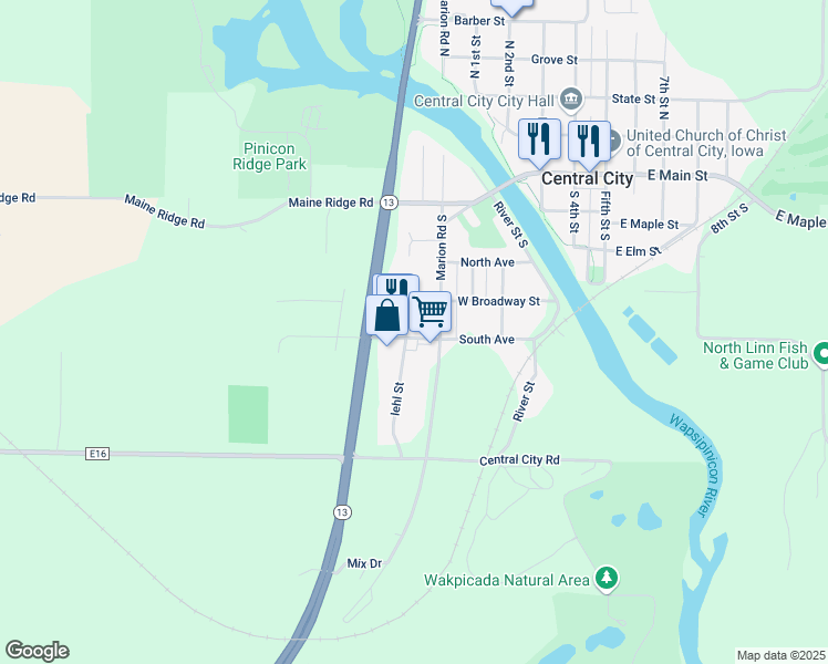 map of restaurants, bars, coffee shops, grocery stores, and more near 10 Al Waterhouse Avenue in Central City