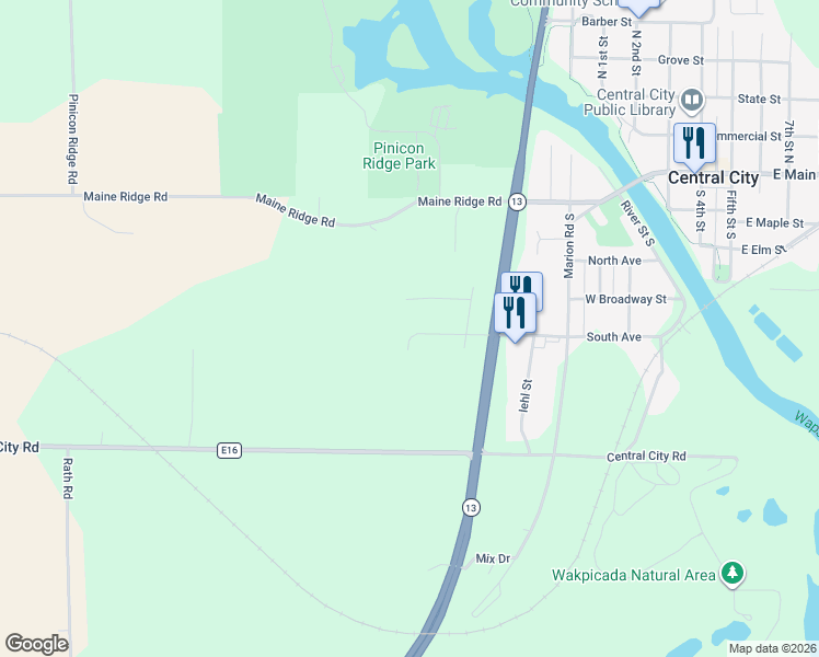 map of restaurants, bars, coffee shops, grocery stores, and more near 11 Bradley Court in Central City