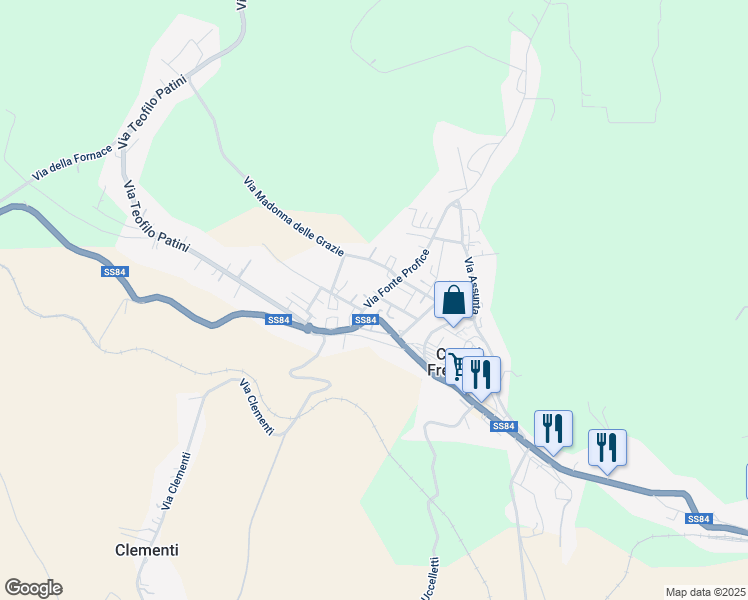 map of restaurants, bars, coffee shops, grocery stores, and more near 57 Via Giacomo Matteotti in Castel Frentano