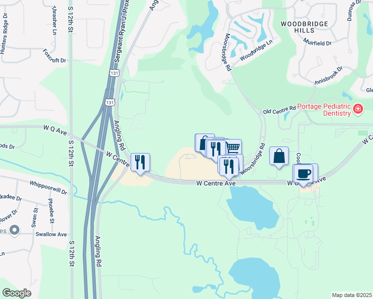 map of restaurants, bars, coffee shops, grocery stores, and more near 4050 West Centre Avenue in Portage
